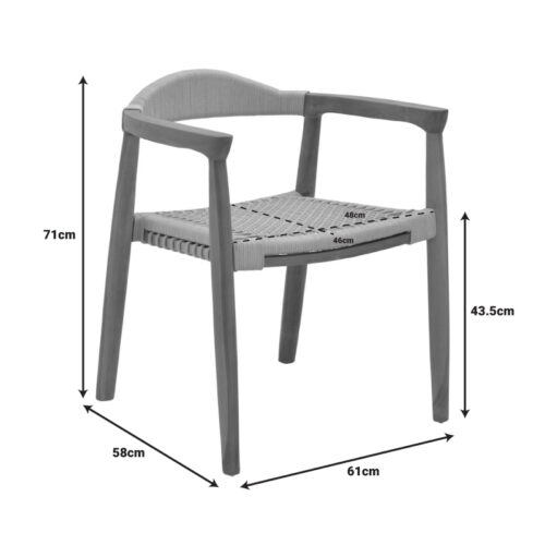 Πολυθρόνα Ganny pakoworld teak ξύλο και pe σχοινί σε φυσική απόχρωση 61x58x71εκ (x1)