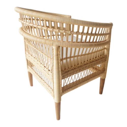 Πολυθρόνα Necorian paakoworld teak ξύλο με pe rattan σε φυσική απόχρωση και λευκό μαξιλάρι 80x70x87εκ (x1)