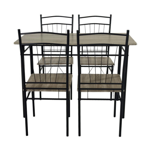 Τραπεζαρία Reforia pakoworld σετ 5τμχ mdf σε γκρι απόχρωση με μαύρα μεταλλικά πόδια 110x60x74εκ (x1)