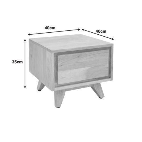 Κομοδίνο Emira pakoworld μασίφ ακακίας σε φυσική απόχρωση 40x40x35εκ (x1)