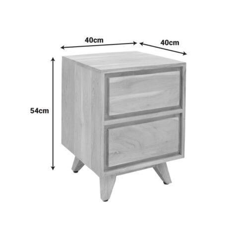 Κομοδίνο Emira pakoworld μασίφ ακακίας σε φυσική απόχρωση 40x40x54εκ (x1)