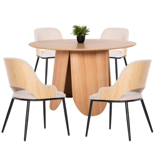 ΣΕΤ ΤΡΑΠΕΖΑΡΙΑ ΕΣΩΤ. ΧΩΡΟΥ 5ΤΜΧ HM11973 ΤΡΑΠΕΖΙ DENTY & 4 ΚΑΡΕΚΛΕΣ DELF(ΟΑΚ-ΜΠΕΖ) (x1)