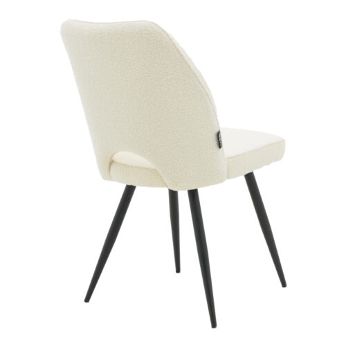 Καρέκλα Renish pakoworld μπουκλέ λευκό-μεταλλικό μαύρο πόδι 47x61x85εκ (x1)