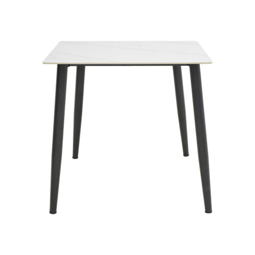 Τραπέζι Gustas pakoworld λευκό μαρμάρου sintered stone-μαύρο μέταλλο 80x80x76εκ (x1)