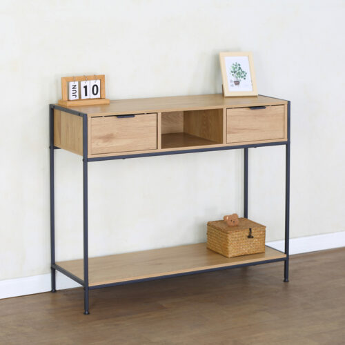 Κονσόλα Regando pakoworld σε oak απόχρωση με μαύρο μέταλλο 100x35x80εκ (x1)