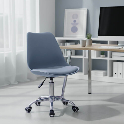 Καρέκλα γραφείου εργασίας Gaston II pakoworld pp-pu σε απόχρωση ανοιχτό μπλε 48x57x77-90εκ (x1)