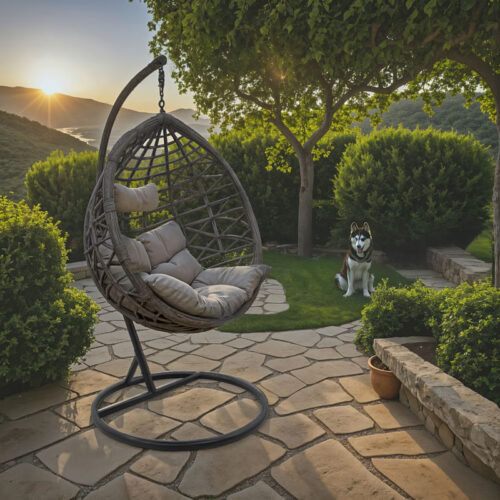 Κούνια Hudson pakoworld κρεμαστή μέταλλο-pp-μαξιλάρι γκρι 109x119x195εκ (x1)