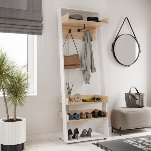 Έπιπλο εισόδου Sciove pakoworld σε λευκή-φυσική απόχρωση 70x40x200εκ (x1)