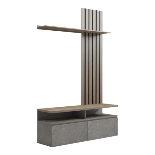 Σύνθετο σαλονιού Perlento pakoworld σε μπεζ μαρμάρου με sonoma απόχρωση 140x41x219.5εκ (x1)