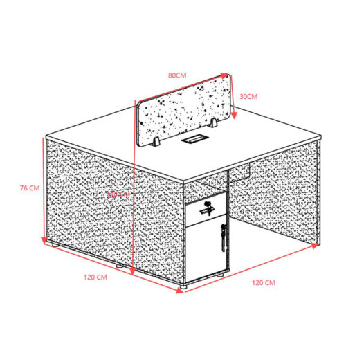 Γραφείο εργασίας επαγγελματικό 2 θέσεων Dakota pakoworld σε καρυδί-ανθρακί απόχρωση 120x120x76εκ (x1)