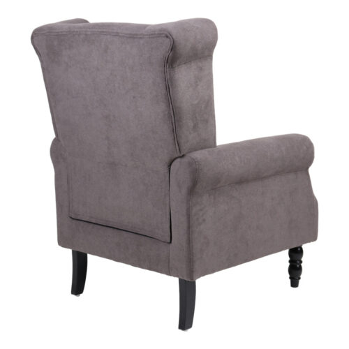 Πολυθρόνα Piore pakoworld ανθρακί ύφασμα και πόδι rubberwood σε μαύρη απόχρωση 77x80x106εκ (x1)