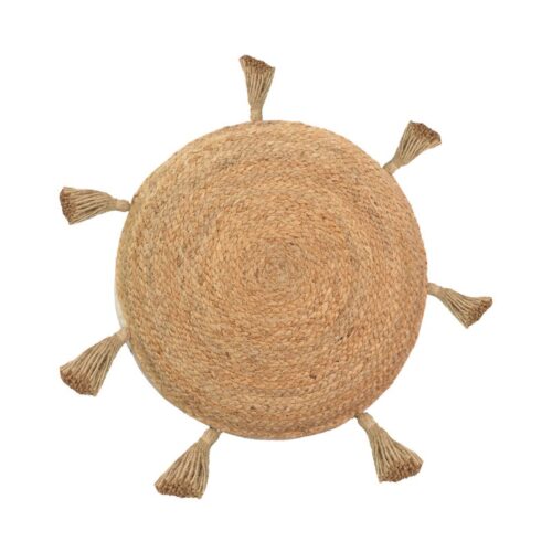 Πουφ Elefon Inart φυσικό-εκρού ύφασμα Φ35x12εκ (x1)