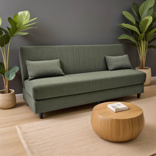 Καναπές-κρεβάτι με αποθηκευτικό χώρο τριθέσιος Romina pakoworld πράσινο ύφασμα 190x75x85εκ (x1)