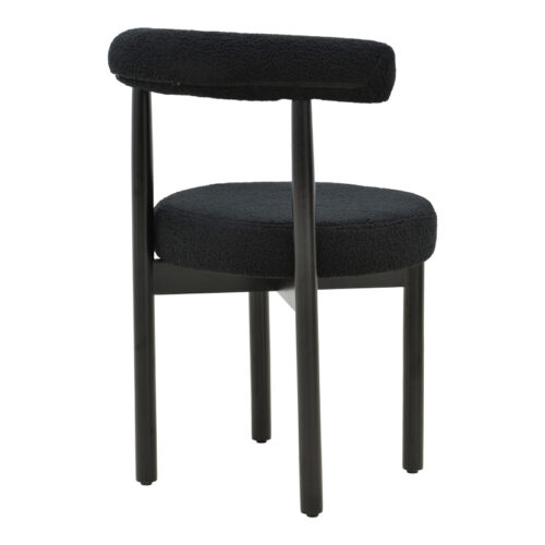 Καρέκλα Fenza pakoworld μαύρο μπουκλέ ύφασμα-πόδι ξύλο οξιάς σε μαύρη απόχρωση 60x54x75εκ (x2)