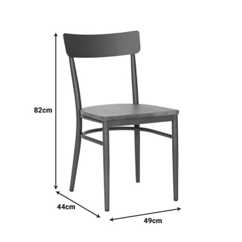 Καρέκλα Zerca pakoworld σκελετός ανθρακί μέταλλο με rubberwood σε φυσική απόχρωση 49x44x82εκ (x2)
