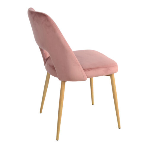 Καρέκλα Murde pakoworld σάπιο μήλο βελούδο και μεταλλικά πόδια σε φυσική απόχρωση 48.5x61x89εκ (x1)