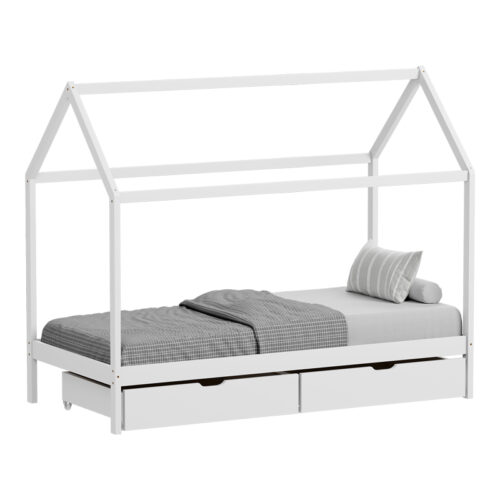 Παιδικό κρεβάτι Mellin τ. Montessori με 2 συρτάρια pakoworld ξύλο πεύκου σε λευκή απόχρωση 90x190εκ (x1)