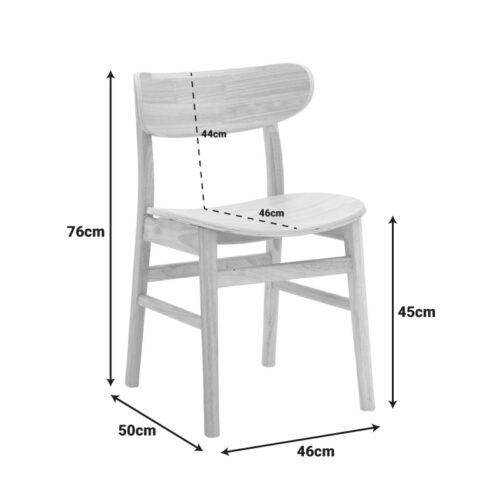 Καρέκλα Lumnia pakoworld rubberwood σε φυσική απόχρωση 46x50x76εκ (x2)
