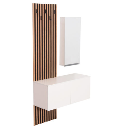 ΕΠΙΠΛΟ ΕΙΣΟΔΟΥ ΜΕ ΚΑΘΡΕΠΤΗ MYLES HM18080.01 ΜΕΛΑΜΙΝΗ ΣΟΝΑΜΑ-ΛΕΥΚΟ 100x37x200Υεκ (x1)