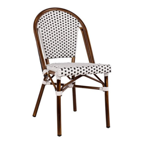 ΚΑΡΕΚΛΑ BISTRO ΑΛΟΥΜΙΝΙΟΥ BAMBOO LOOK ΜΕ ΛΕΥΚΟ-ΜΑΥΡΟ RATTAN HM5566.01 45x54x90Υεκ. (x1)