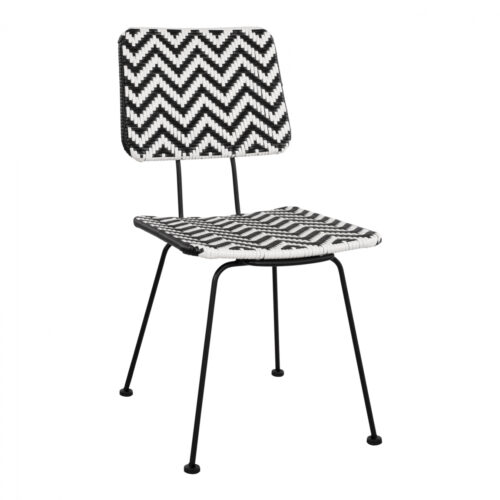 ΚΑΡΕΚΛΑ ΜΕΤΑΛΛΙΚΗ ALLEGRA HM5693 ΜΕ WICKER ΜΑΥΡΟ-ΛΕΥΚΟ 46x56x88Υ εκ. (x1)