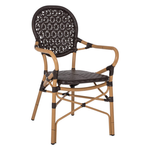 ΠΟΛΥΘΡΟΝΑ ΑΛΟΥΜΙΝΙΟΥ BAMBOO LOOK ΚΑΦΕ ΚΑΙ ΚΑΦΕ PE RATTAN HM5926.01 56x62x95Yεκ. (x1)