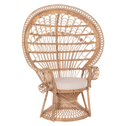 ΠΟΛΥΘΡΟΝΑ ROYAL PEACOCK HM9342 RATTAN ΣΕ ΦΥΣΙΚΟ-ΜΑΞΙΛΑΡΙ ΜΠΕΖ 114x72x150Yεκ. (x1)