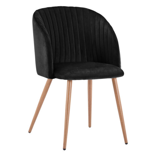 ΠΟΛΥΘΡΟΝΑΚΙ LEAH HM8543.04 ΜΕ ΒΕΛΟΥΔΟ ΜΑΥΡΟ ΚΑΙ ΜΕΤΑΛΛΙΚΑ ΠΟΔΙΑ 53x57x81 εκ. (x2)