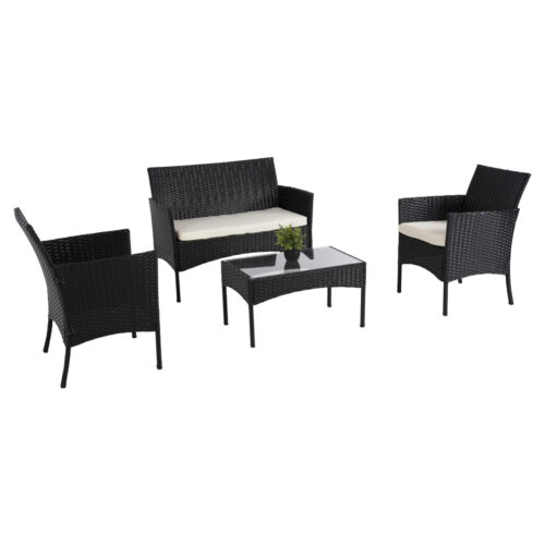 ΣΕΤ ΣΑΛΟΝΙ 4ΤΜΧ STASIA HM6089.04 ΣΥΝΘ.RATTAN ΜΑΥΡΟ-ΜΠΕΖ ΜΑΞΙΛΑΡΙΑ (x1)