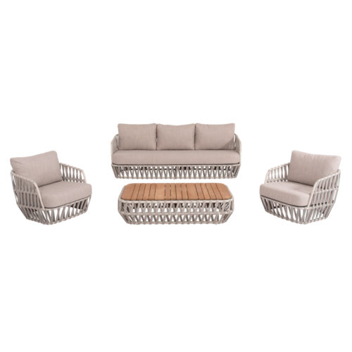 ΣΕΤ ΣΑΛΟΝΙ ΕΞ.ΧΩΡΟΥ 4ΤΜΧ SABO HM6208.02 ΜΠΕΖ OLEFIN & P.E.ΣΧΟΙΝΙ-ΚΡΕΜ ΑΛΟΥΜ.-ΞΥΛΟ TEAK (x1)