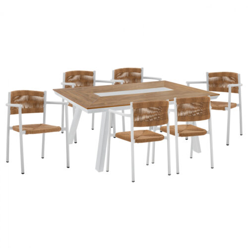 ΣΕΤ ΤΡΑΠΕΖΑΡΙΑ 7ΤΜΧ ΜΕ ΤΡΑΠΕΖΙ POLYWOOD 200Χ94 & ΠΟΛΥΘΡΟΝΕΣ ΛΕΥΚΕΣ HM11648 (x1)