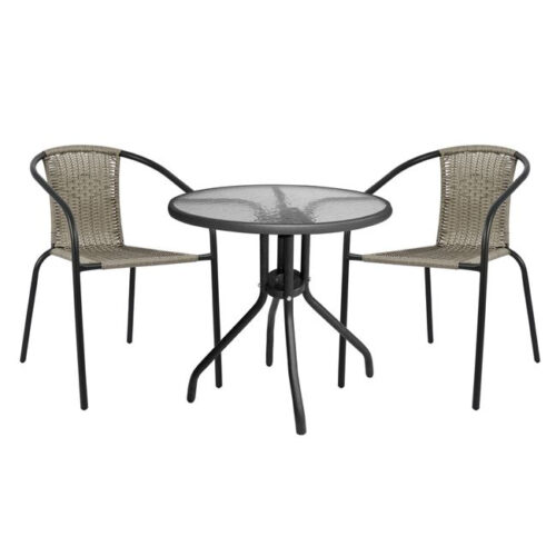 ΣΕΤ ΤΡΑΠΕΖΑΡΙΑΣ 3ΤΜΧ ΜΕ ΤΡΑΠΕΖΙ Φ70 & ΚΑΡΕΚΛΕΣ CAMEL ΓΚΡΙ HM5180.01 (x1)