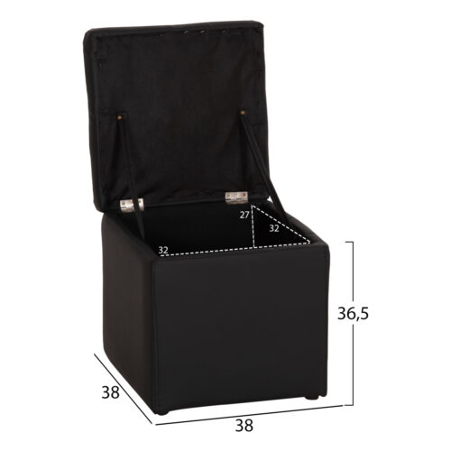 ΣΚΑΜΠΩ ΜΕ ΑΠΟΘΗΚΕΥΤΙΚΟ ΧΩΡΟ PU ΜΑΥΡΟ CUBE HM224.01 38x38x36.5Υεκ. (x1)