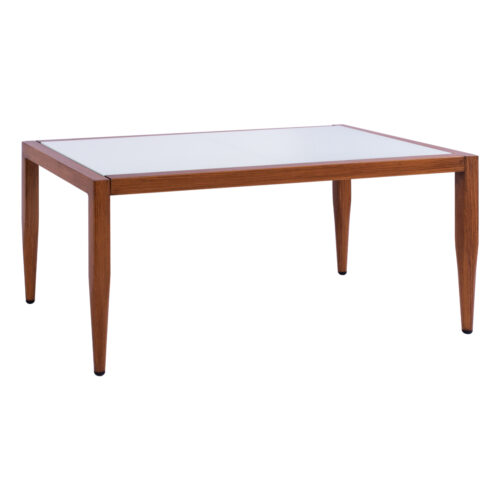 ΤΡΑΠΕΖΙ MEIR ΣΑΛΟΝΙΟΥ ΑΛΟΥΜΙΝΙΟΥ BAMBOO LOOK ΜΕ ΓΥΑΛΙ 100Χ58Χ46 HM5551.01 (x1)