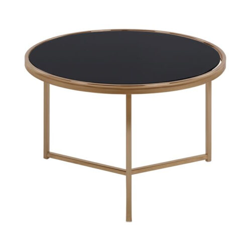 ΤΡΑΠΕΖΙ ΣΤΡΟΓΓΥΛΟ FRANCESCO HM8607 ΜΕ ΓΥΑΛΙΝΗ ΕΠΙΦΑΝΕΙΑ ΚΑΙ ΕΠΙΧΡΥΣΟ ΣΚΕΛΕΤΟ (x1)