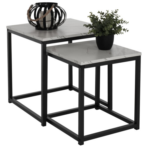 ΖΙΓΚΟΝ GRELAY 2 ΤΕΜ MDF ΟΨΗ ΜΑΡΜΑΡΟΥ & ΜΕΤΑΛΛΟ HM8762.12 45Χ45Χ50εκ. & 37Χ37Χ43 εκ. (x1)