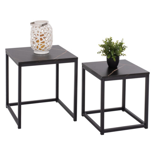 ΖΙΓΚΟΝ GRELAY 2 ΤΕΜ MDF ΟΨΗ ΜΑΡΜΑΡΟΥ & ΜΕΤΑΛΛΟ HM8762.13 45Χ45Χ50εκ. & 37Χ37Χ43 εκ. (x1)