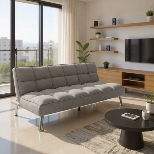 Καναπές-κρεβάτι Rebel pakoworld 3θέσιος με ύφασμα γκρι 189x92x82εκ (x1)