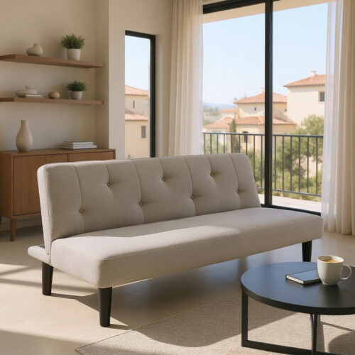 Καναπές-κρεβάτι Breathe pakoworld ύφασμα γκρι 167x77x73εκ (x1)