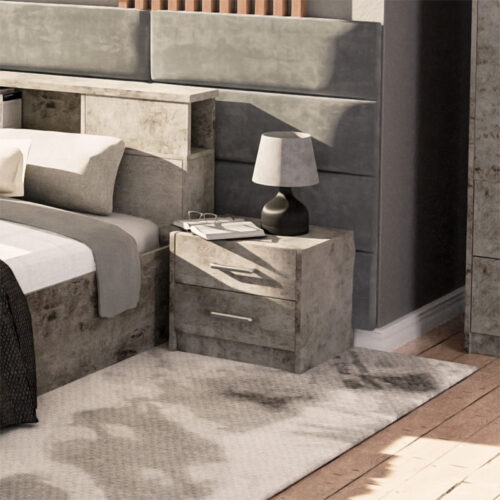 Κομοδίνο OLYMPUS pakoworld με 2 συρτάρια χρώμα antique ανθρακί 47.5x40.5x40.5εκ (x1)