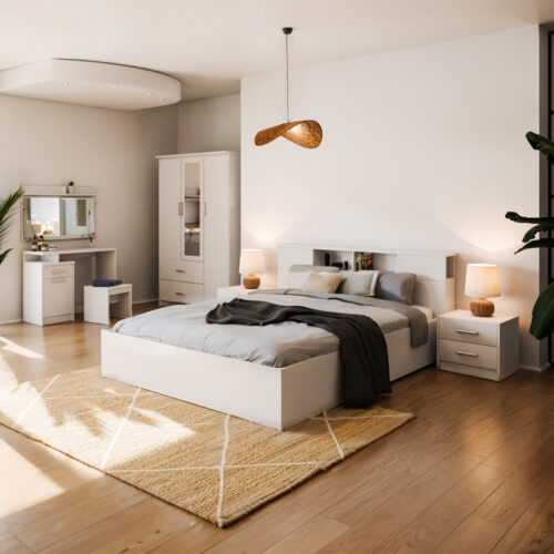 Κομοδίνο OLYMPUS pakoworld με 2 συρτάρια χρώμα σε λευκή απόχρωση 47.5x40.5x40.5εκ (x1)