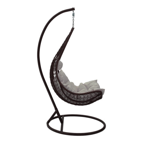 Κούνια Soleil pakoworld κρεμαστή μέταλλο καφέ-pp καφέ-μαξιλάρι μπεζ 103x83x200εκ (x1)