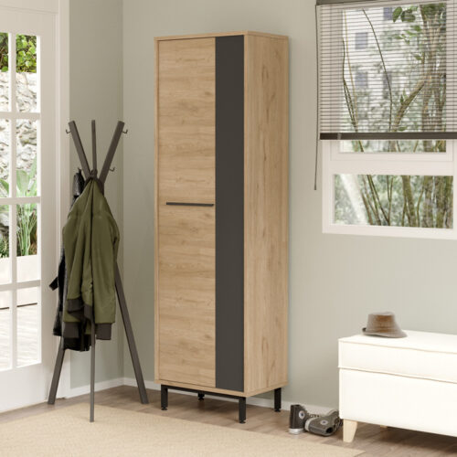 Παπουτσοθήκη Scarpiera pakoworld 18 ζευγών σε φυσικο-ανθρακι απόχρωση 57.2x35.5x185.6εκ (x1)