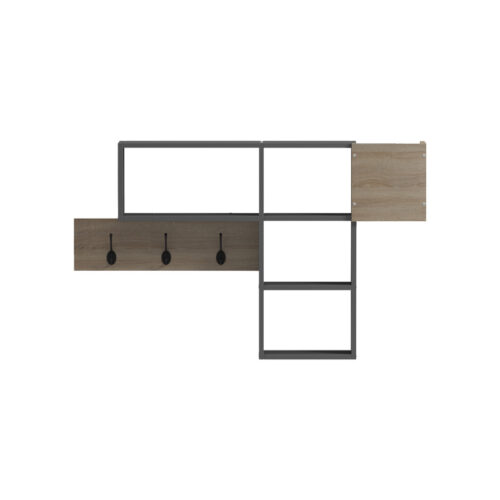 Κρεμάστρα τοίχου Wenia pakoworld σε sonoma-ανθρακί απόχρωση 99.5x15x61εκ (x1)