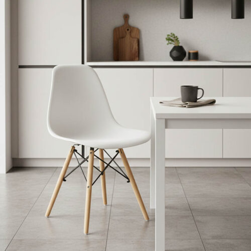 Καρέκλα Julita pakoworld PP λευκό-φυσικό πόδι 46x50x82εκ (x1)