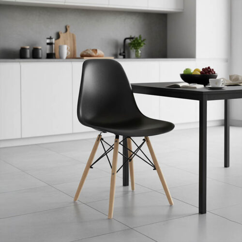 Καρέκλα Julita pakoworld PP μαύρο-φυσικό πόδι 46x50x82εκ (x1)