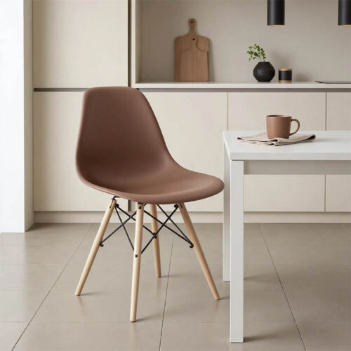 Καρέκλα Julita pakoworld PP καφέ-φυσικό πόδι 46x50x82εκ (x1)