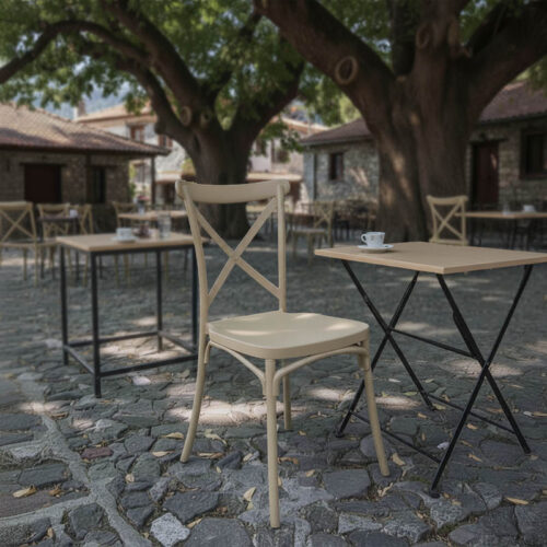 Καρέκλα Crossie pakoworld στοιβαζόμενη pp σε απόχρωση cappucino 38x46.5x82εκ (x1)