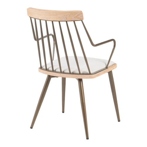 Πολυθρόνα Posse pakoworld μέταλλο μπρονζέ-white wash ξύλο-μπεζ ύφασμα 52x59x83εκ (x1)