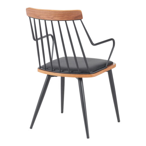 Πολυθρόνα Posse pakoworld μέταλλο μαύρο-καρυδί ξύλο-μαύρο pu 52x59x83εκ (x1)